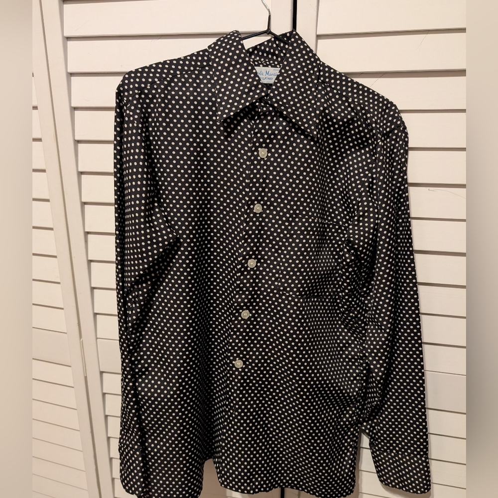Nicola Mancini Black and White Polka Dot Shirt